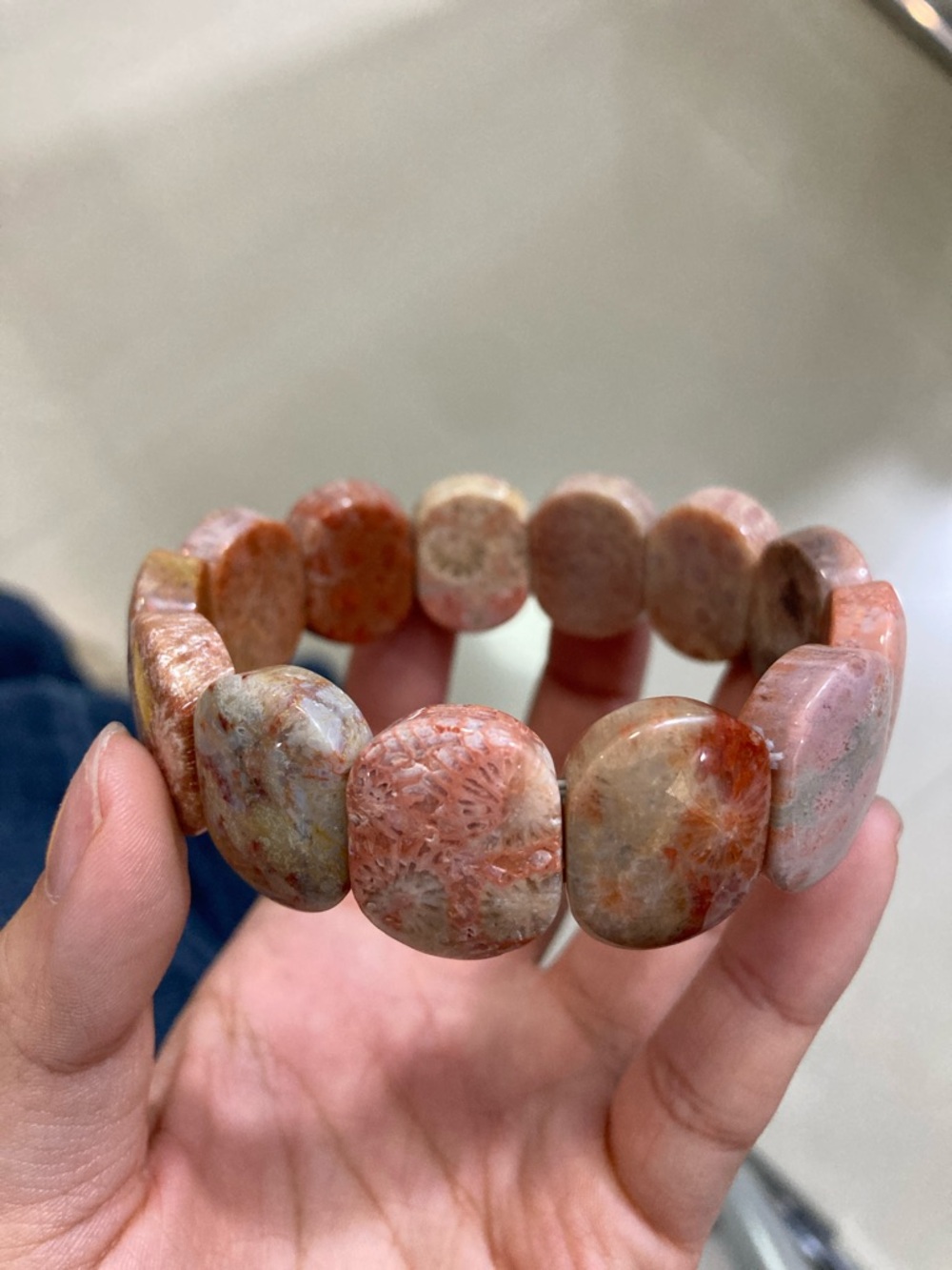 Natural Pink Coral Stones Bracelet